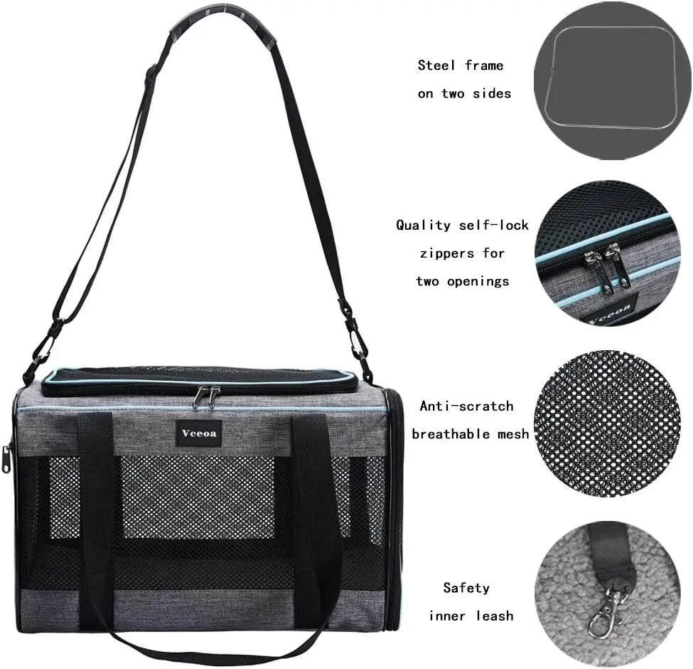 Soft-Sided Pet Carrier, Travel Bag for Cats & Dogs up to 16 lbs Smart PawLumi