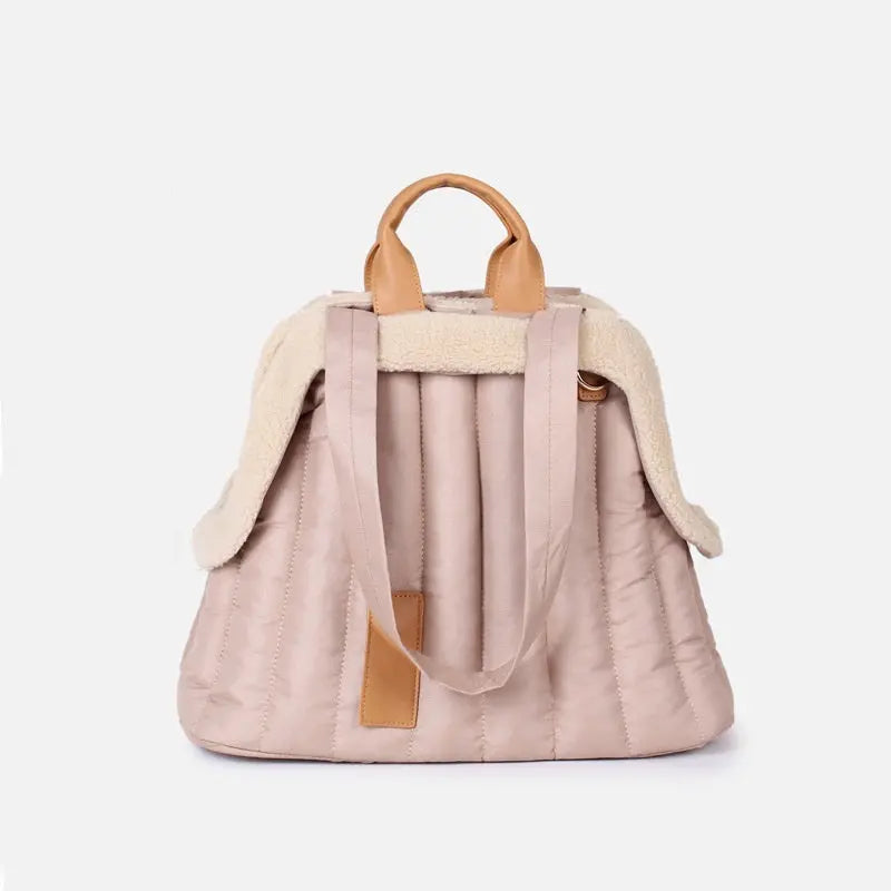 Stylish and durable dog and cat handbag carrier for cold weather outings, with soft plush interior