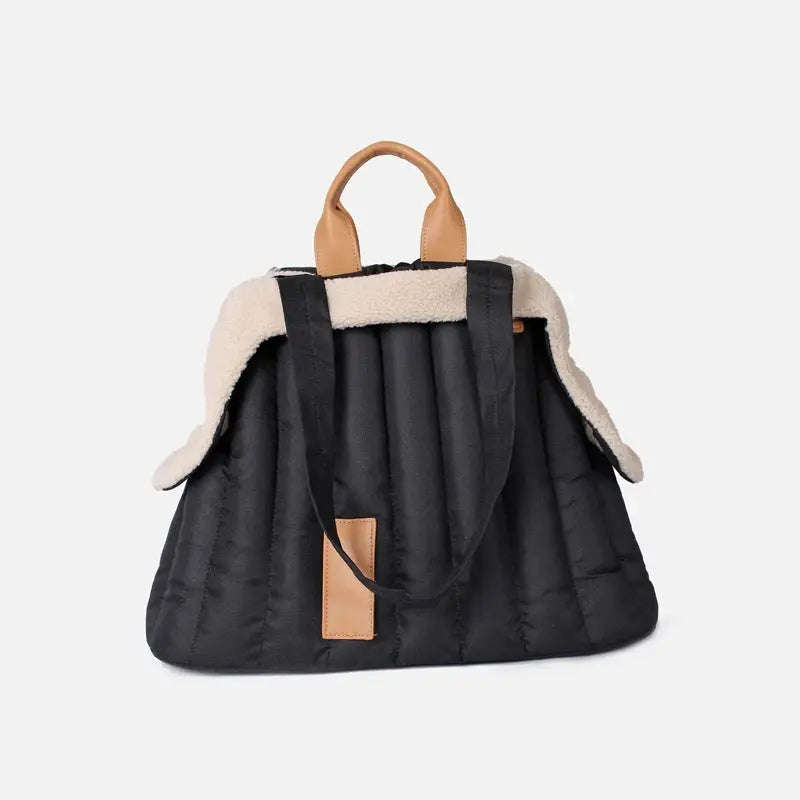 Stylish and durable dog and cat handbag carrier for cold weather outings, with soft plush interior