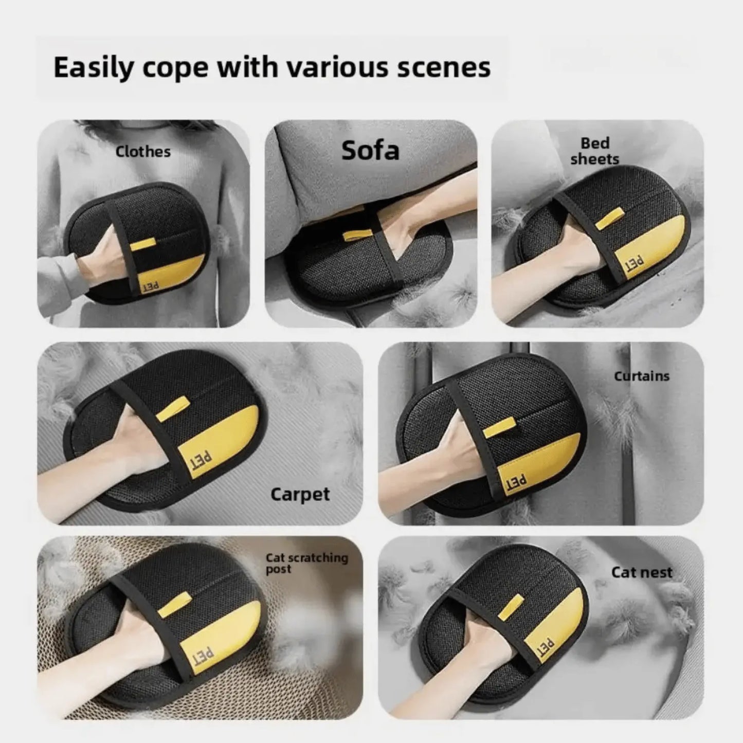 Cat Hair Remover Gloves for pet grooming and household cleaning