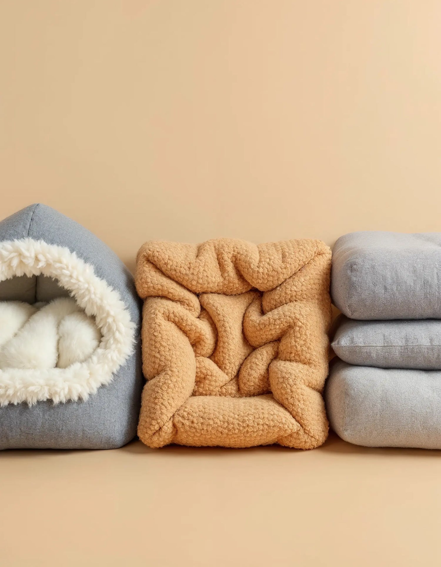 Smart orthopedic pet bed with memory foam for cats and dogs – eco-friendly and temperature-regulating design.