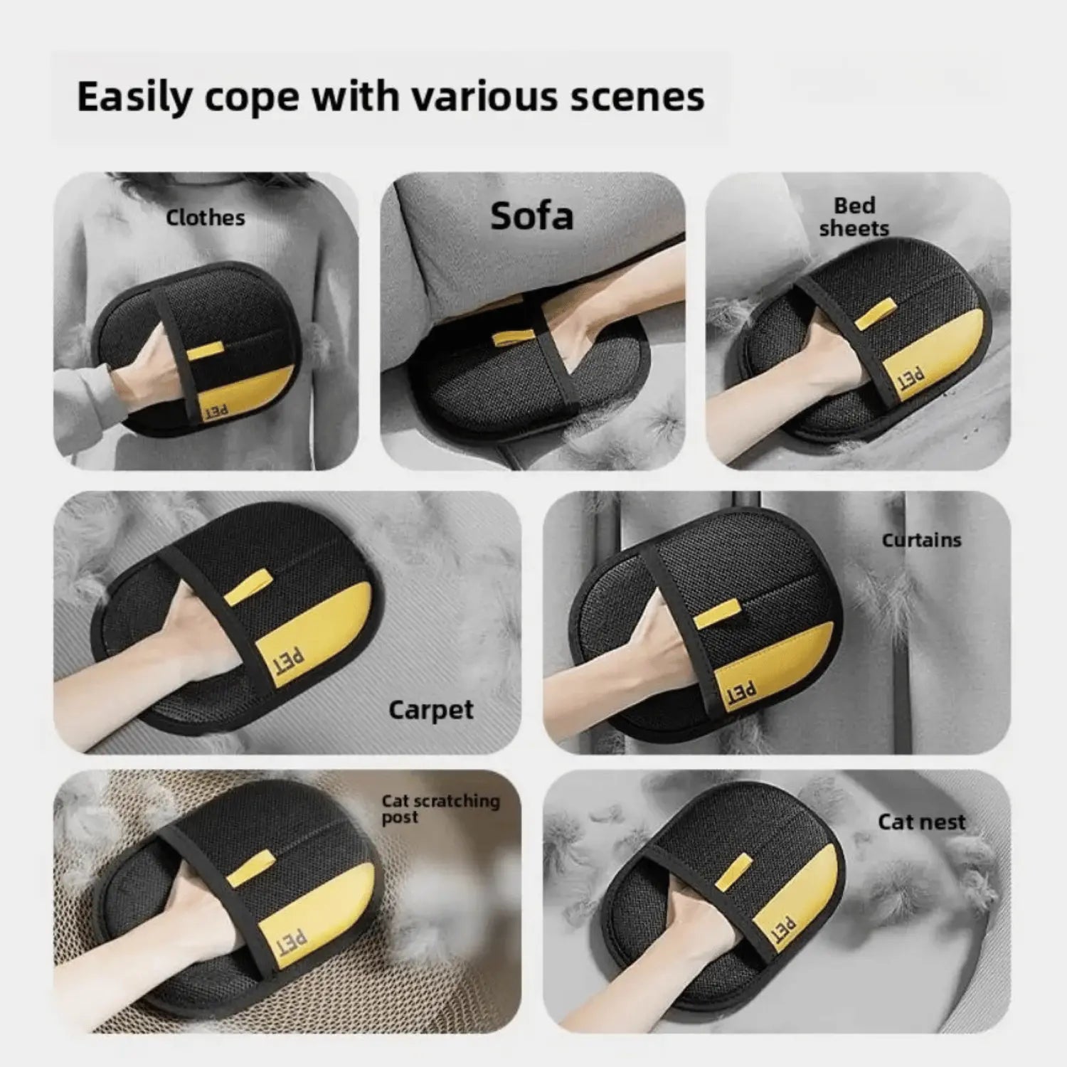 Cat Hair Remover Gloves for pet grooming and household cleaning