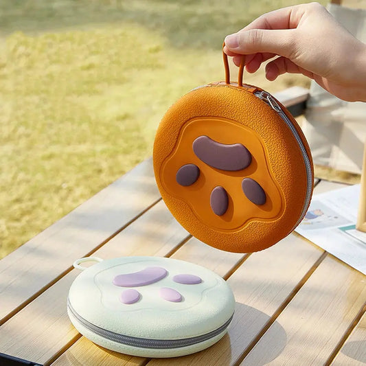 Portable silicone double dog bowl in yellow, brown, and pink colors