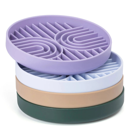 Silicone slow feeder bowl for dogs with raised grooves to promote healthy eating